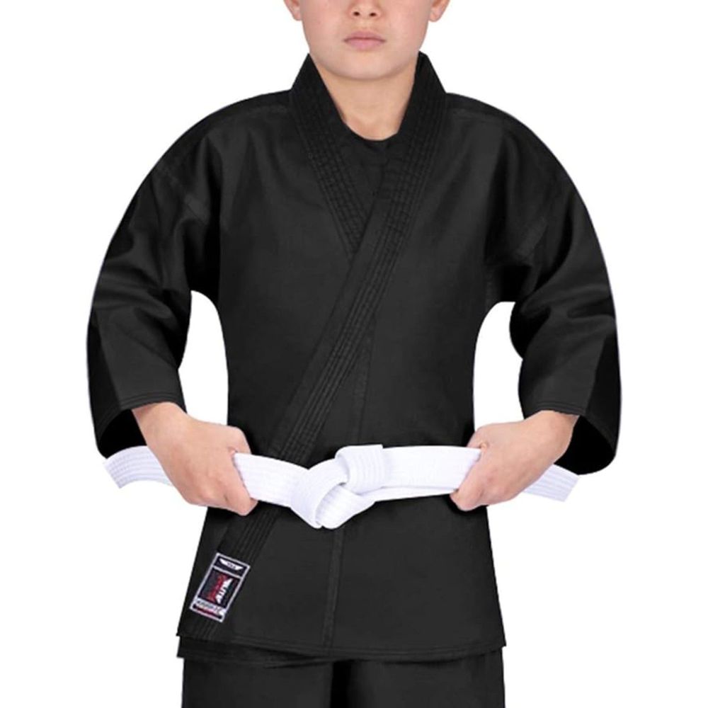 Karate Kihon Kata & Kumite Student Uniform Gi Preshrunk Fabric Free Belt 3 Black